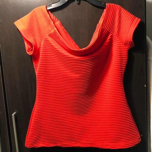 NY&CO 7TH AVENUE design studio tangerine/orange red ribbed summer top sizeM EUC - Picture 5 of 6